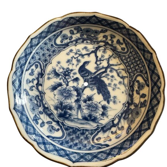 Japanese Peacock Plate-signed-blue and white Decor - Picture 3 of 7